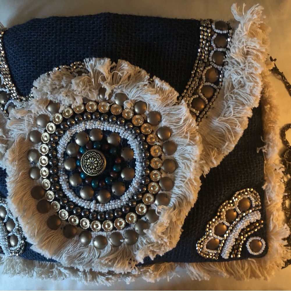 Indigo Moon Beaded Crossbody Bag